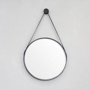 가죽 스트랩 원형 거울(지름500mm)화장실거울/벽거울