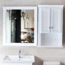 레이스 네모 원목 거울(화이트)화장실거울/벽거울